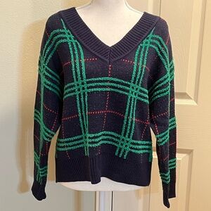 Crown & Ivy Plaid V-Neck Sweater